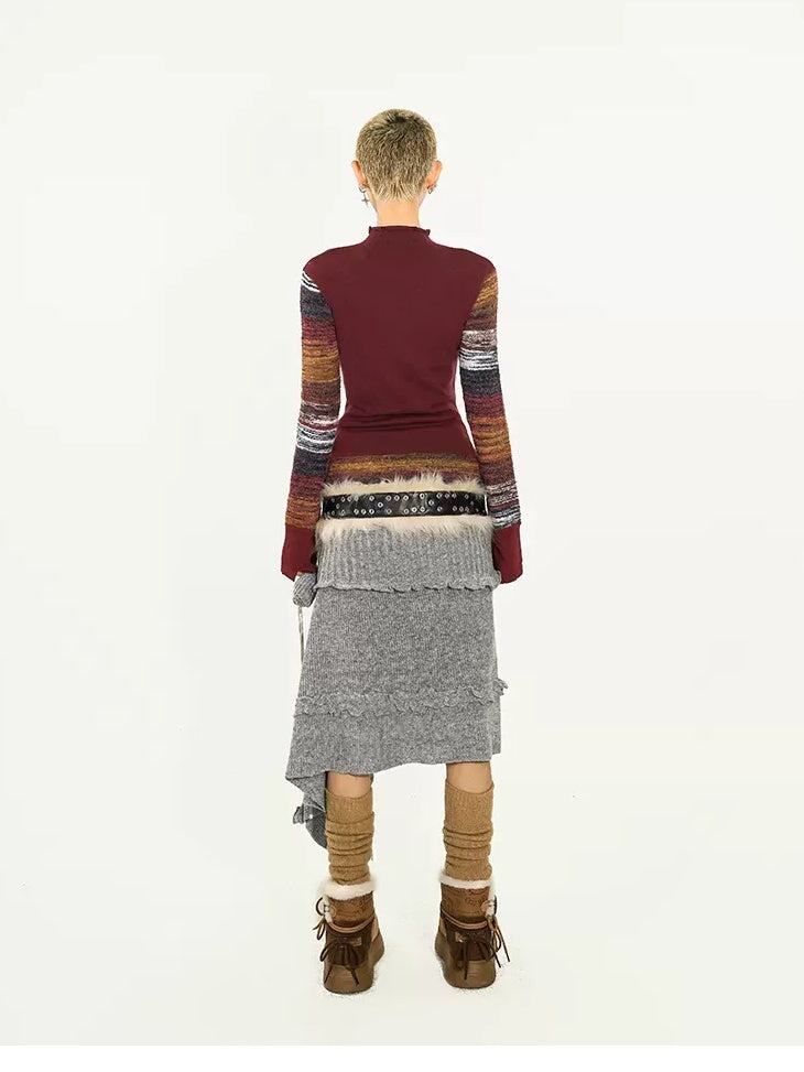 Nico Molly Eco Recycled Fiber Plum Slim Street Long Sleeve Pullover Thick Knitwear
