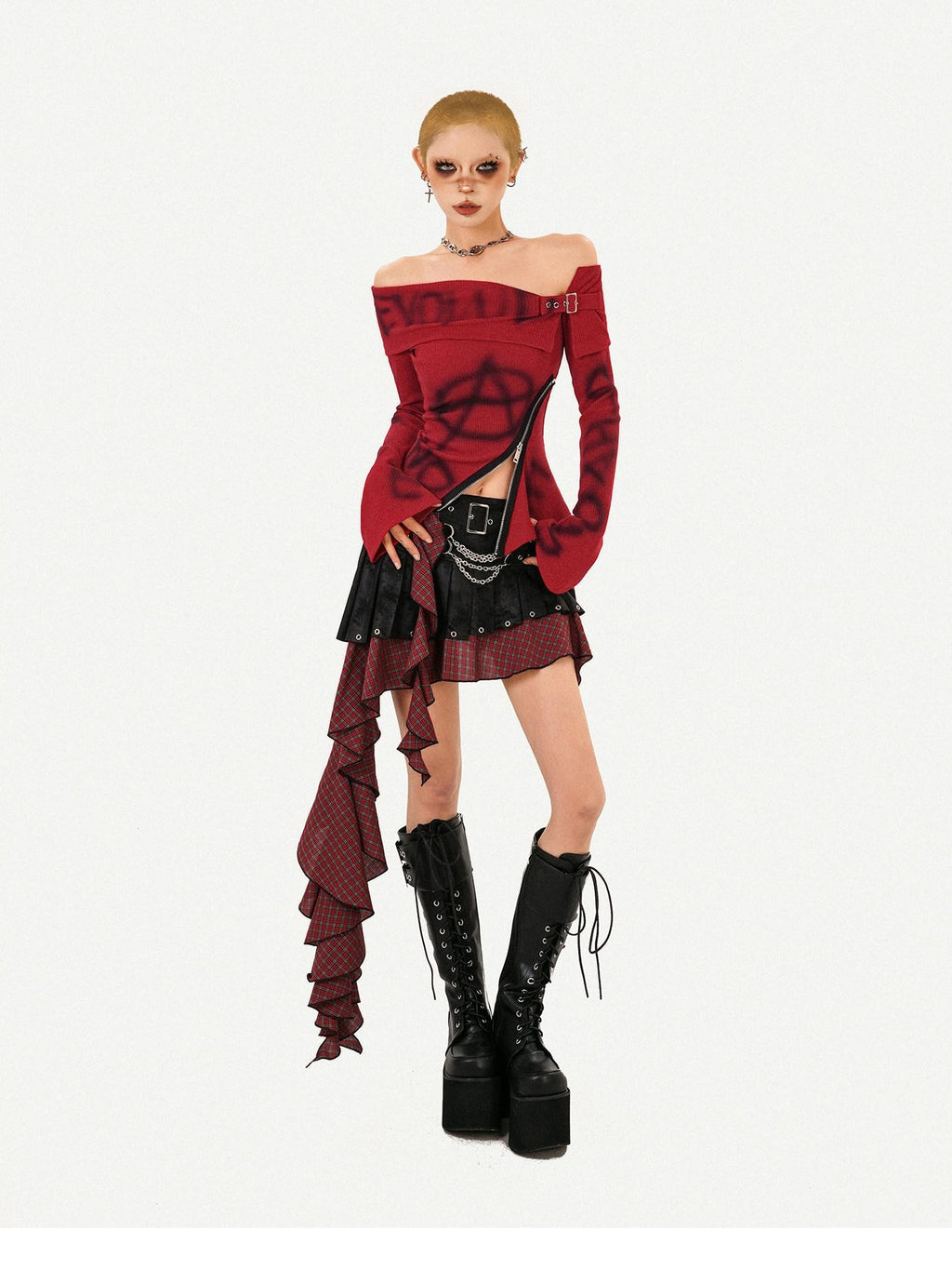 Nico Molly Edgy Asymmetric Fringe Low Waist Patchwork Lined Side Zipper Women Maxi Skirts