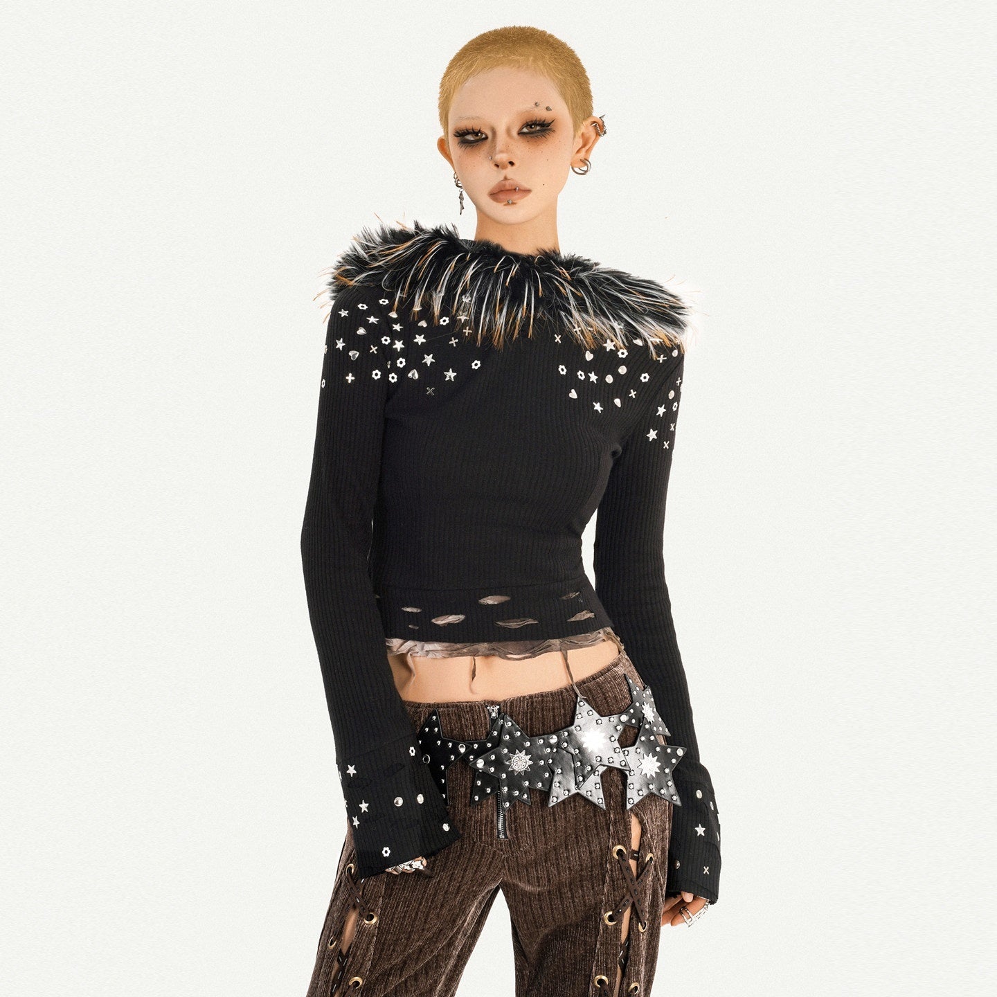 Nico_Molly_Edgy_Distressed_Slim_Punk_Black_Youthful_Dance_Date_Ladies_Long_Sleeve_Crop_Tops_MISSTT