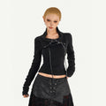 Nico_Molly_Edgy_Gothic_Lace_Up_Cropped_Turndown_Collar_Longsleeve_Black_Patchwork_Knitwear_MISSTT