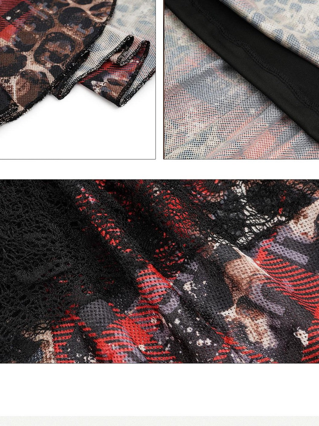 Nico Molly Edgy Gothic Lace Up Cropped Turndown Collar Longsleeve Black Patchwork Knitwear