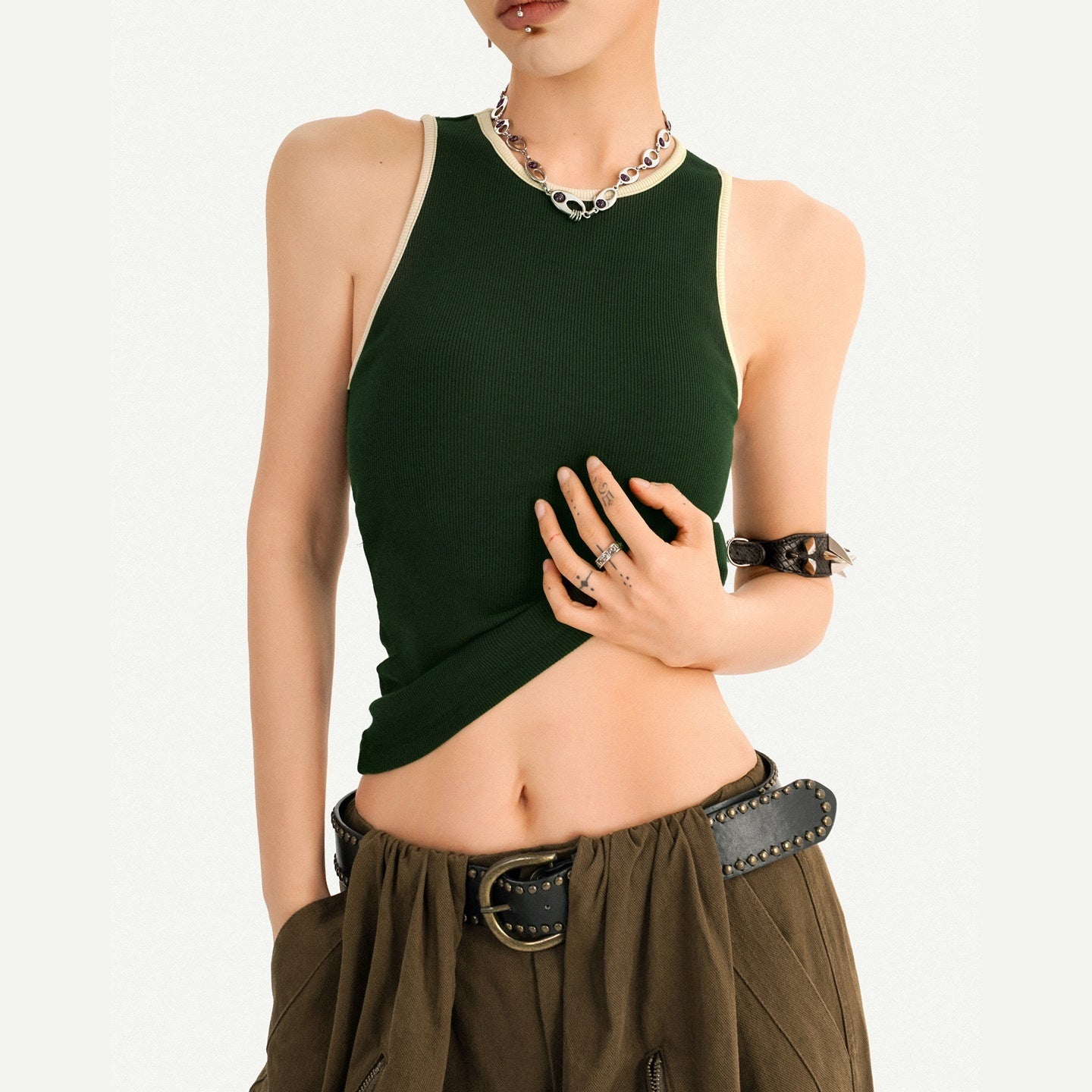 Nico_Molly_Elastic_Slim_Fit_Round_Neck_A_Line_Narrow_Straps_Cropped_Women_Solid_Tank_Tops_MISSTT