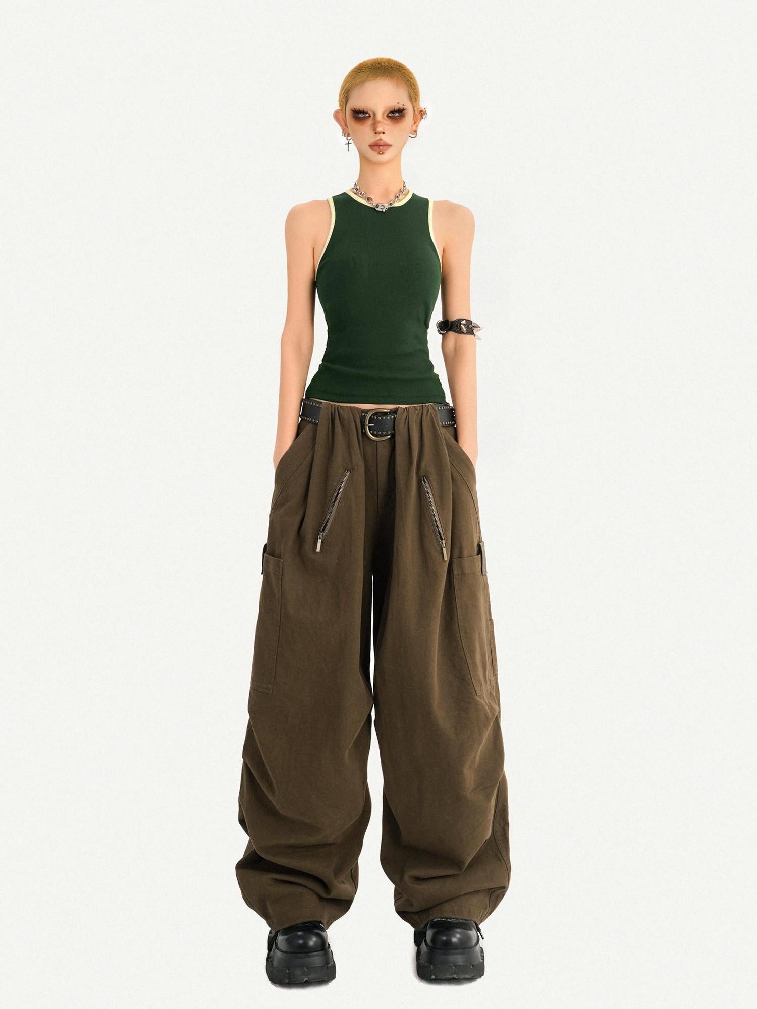 Nico Molly Elastic Slim Fit Round Neck A Line Narrow Straps Cropped Women Solid Tank Tops
