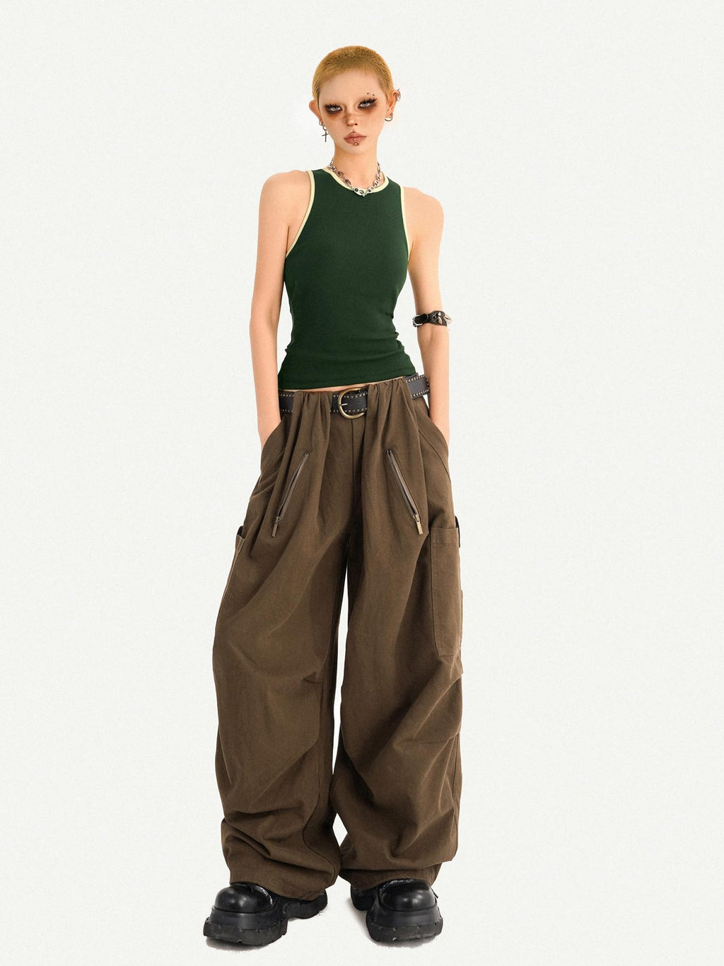 Nico Molly Elastic Slim Fit Round Neck A Line Narrow Straps Cropped Women Solid Tank Tops