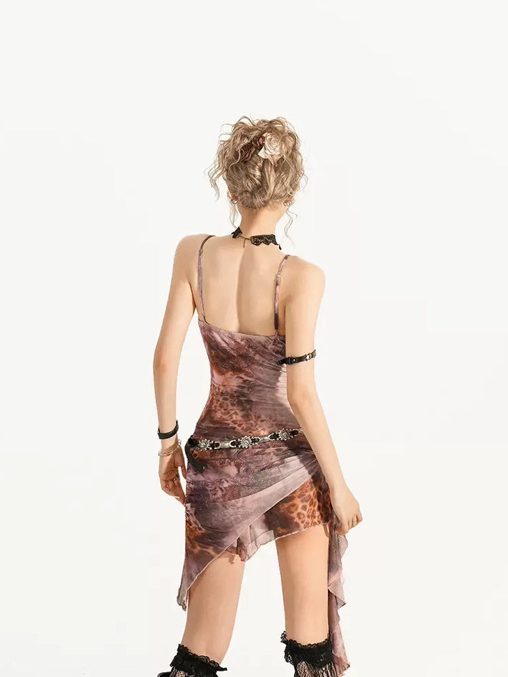 Nico Molly Figure Flattering Street Slim Sleeveless Cami Patterned Midi Dresses