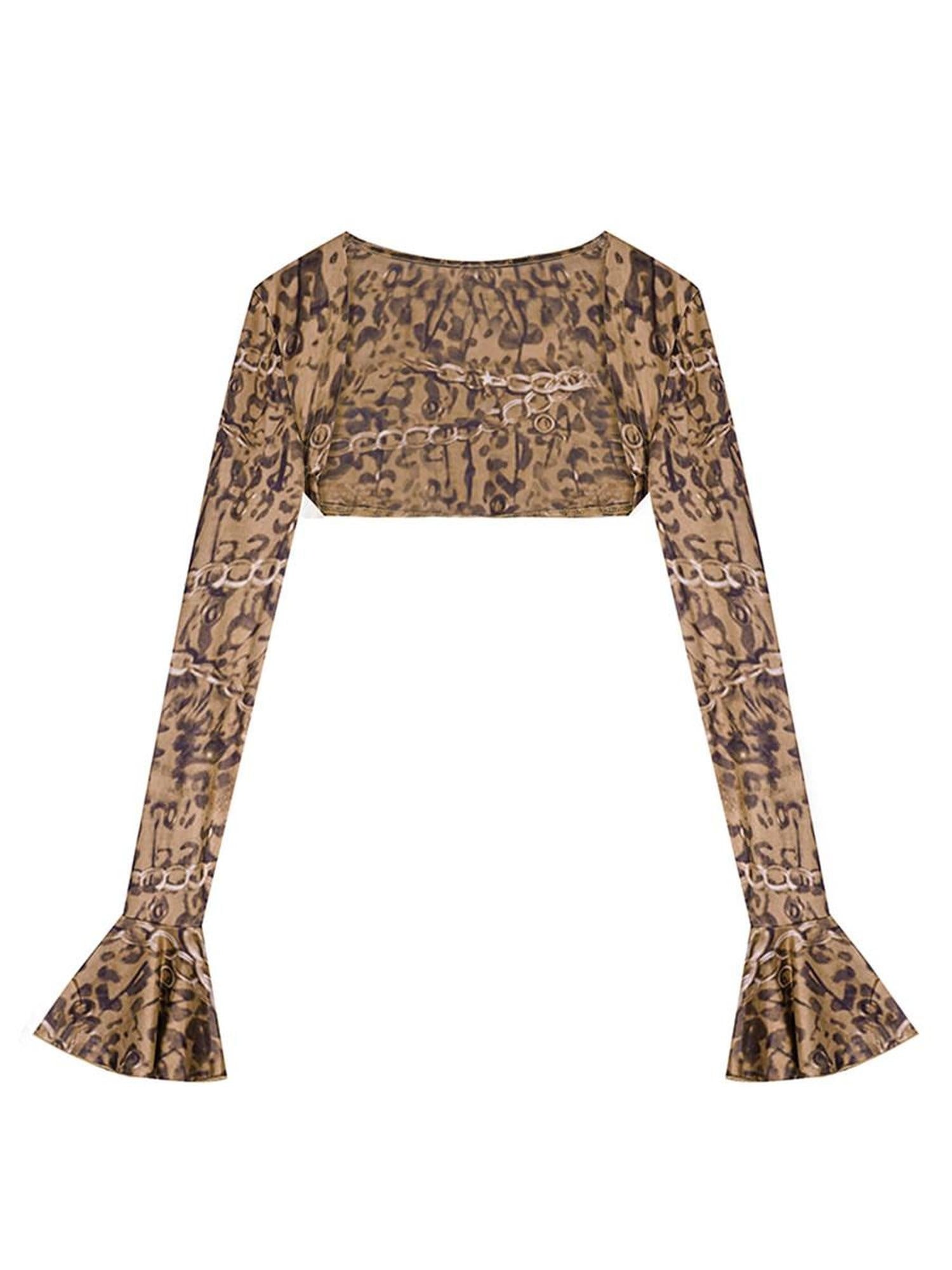 Nico Molly Figure Flattering Streetwear Slim Fit Leopard Print Womens Camisoles