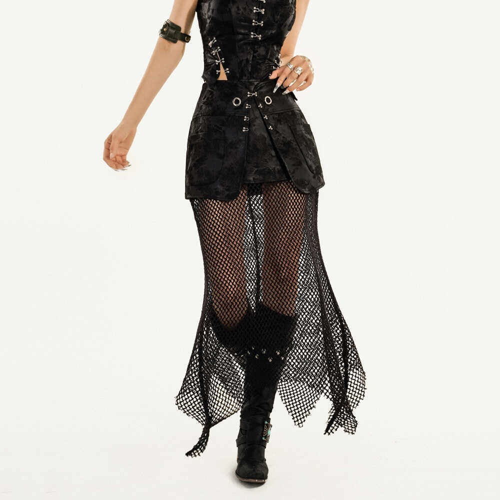 Nico_Molly_Gothic_3_Piece_V-neck_Long_Sleeve_Vest_Jacket_Skirt_For_Women_Top_&_Skirt_Sets_MISSTT