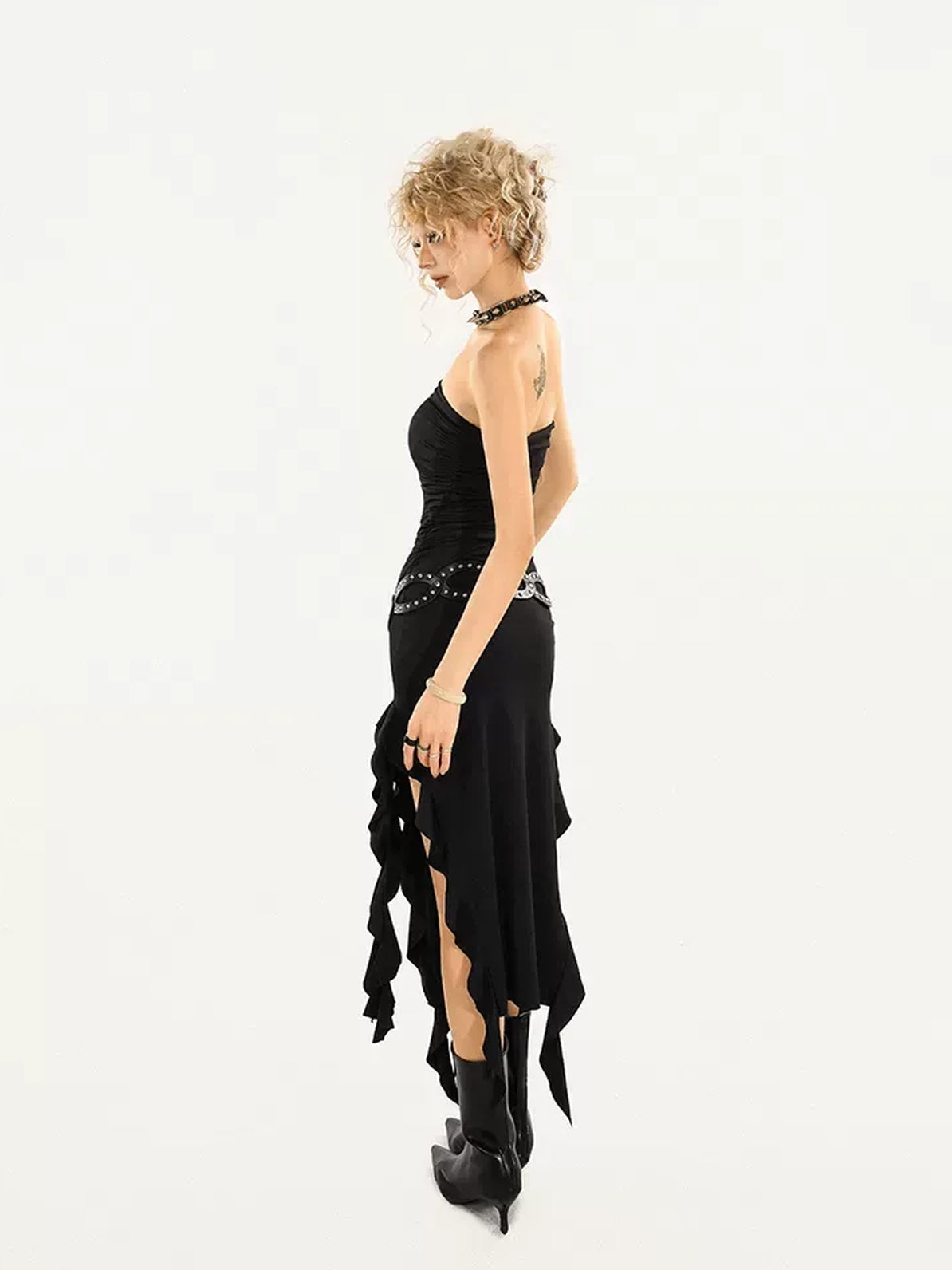 Nico Molly High Waist Asymmetrical Pencil Slim Streetwear City Commute Maxi Skirts