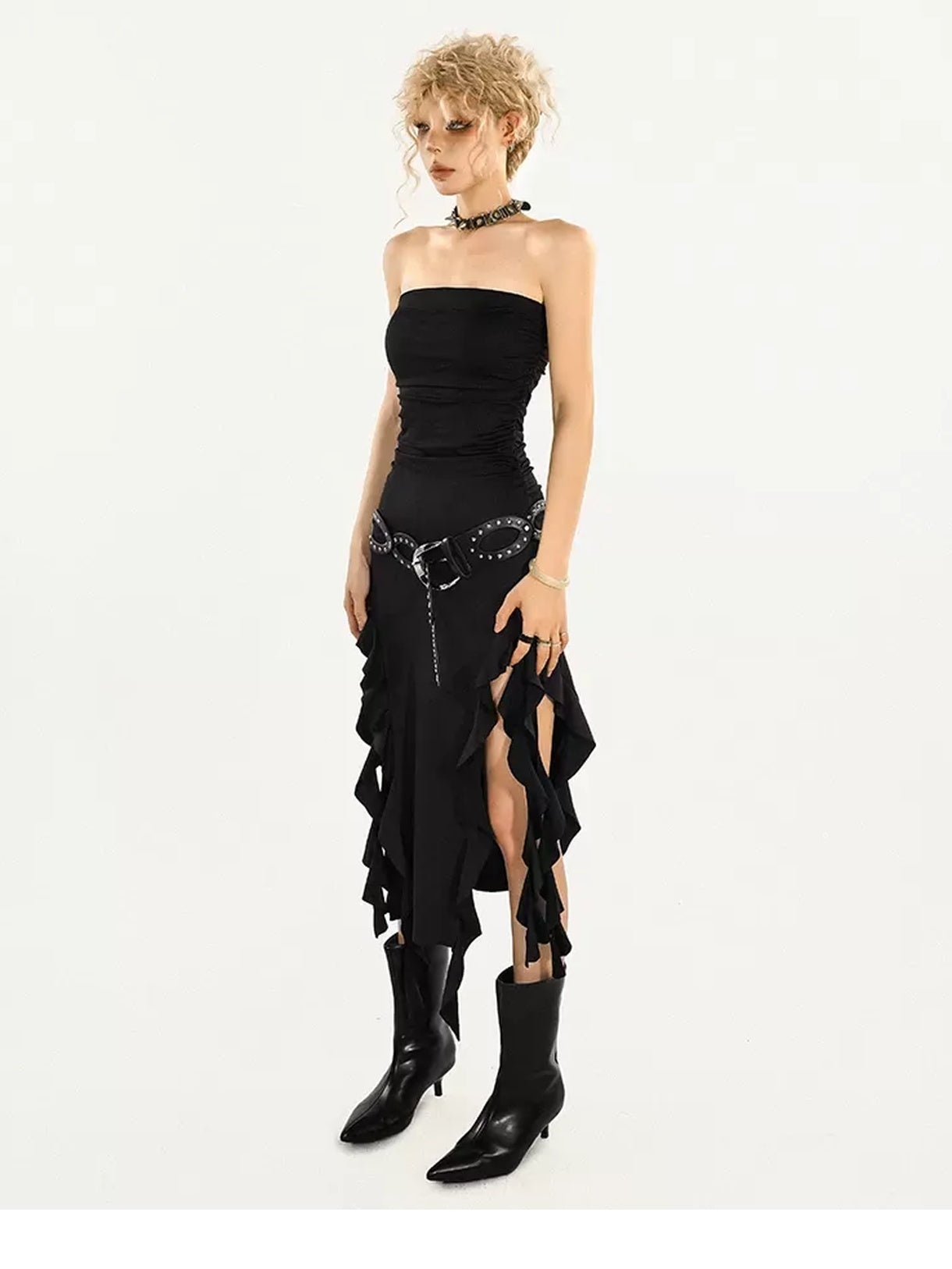 Nico Molly High Waist Asymmetrical Pencil Slim Streetwear City Commute Maxi Skirts