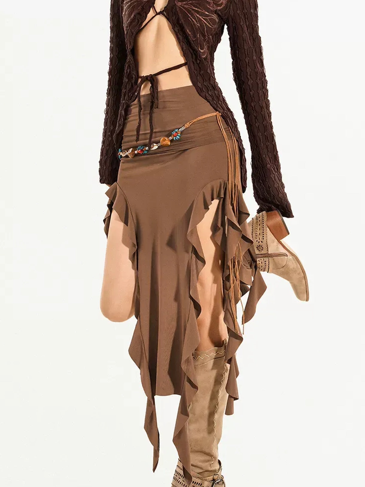 Nico Molly High Waist Asymmetrical Pencil Slim Streetwear City Commute Maxi Skirts
