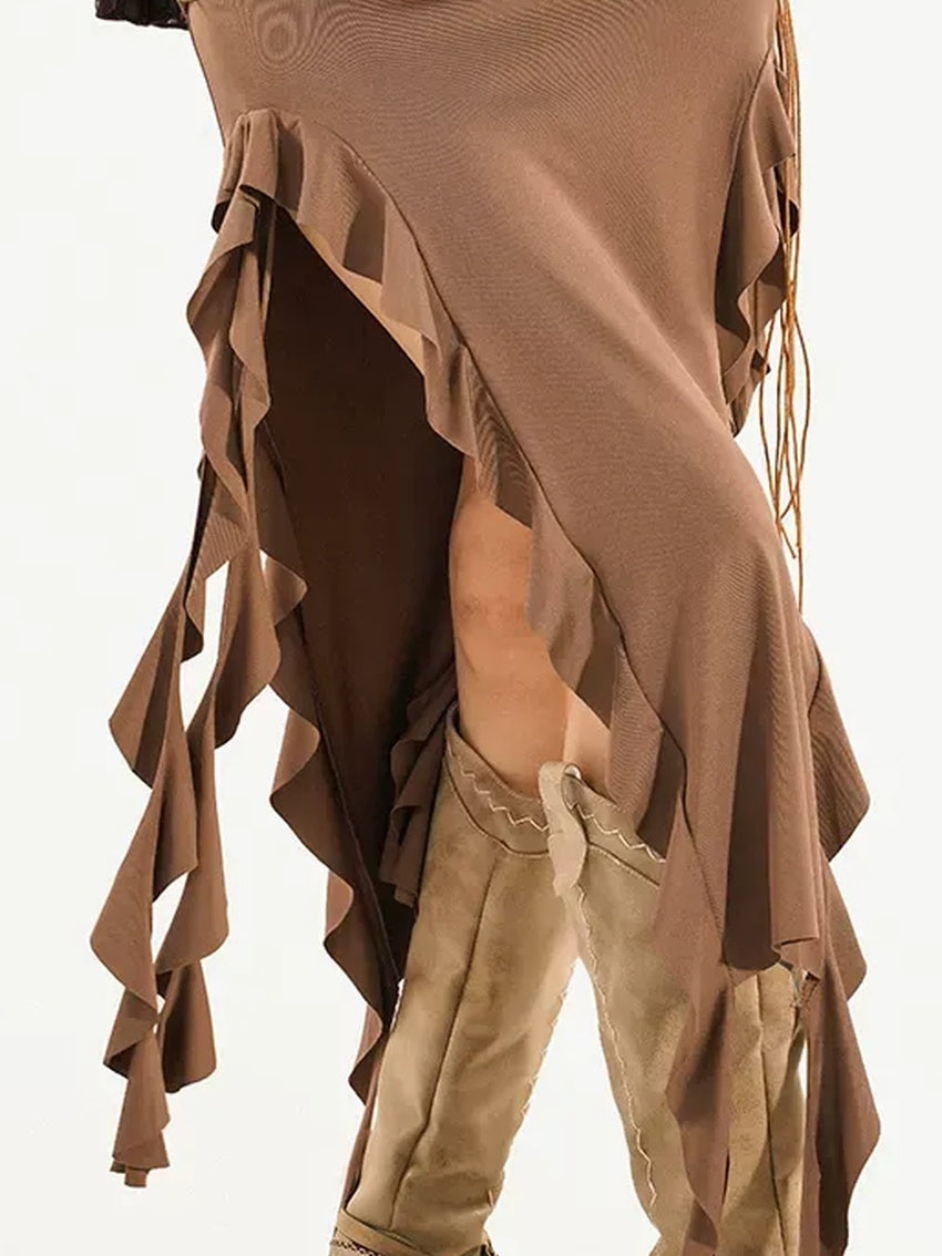 Nico Molly High Waist Asymmetrical Pencil Slim Streetwear City Commute Maxi Skirts
