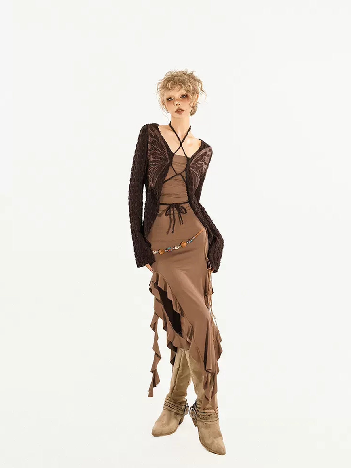 Nico Molly High Waist Asymmetrical Pencil Slim Streetwear City Commute Maxi Skirts