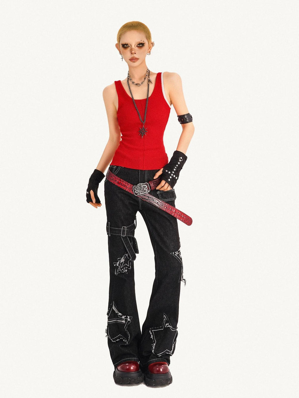 Nico Molly High Waist Distressed Patch Slim Fit Black Non Stretch Young Women Flared Jeans