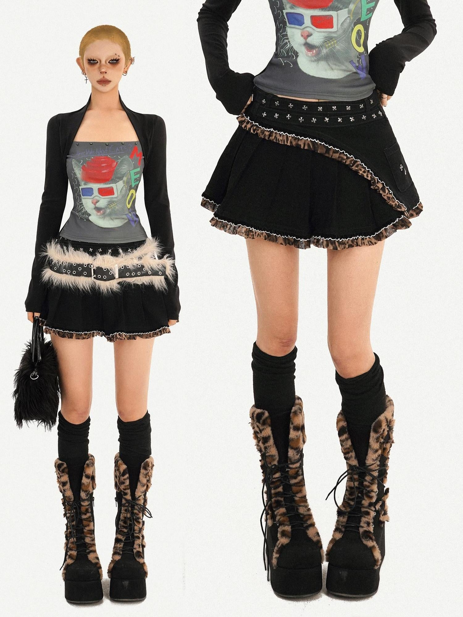 Nico Molly High Waist Frayed Hem Vintage Denim A Line For Women Everyday Black Mini Skirts
