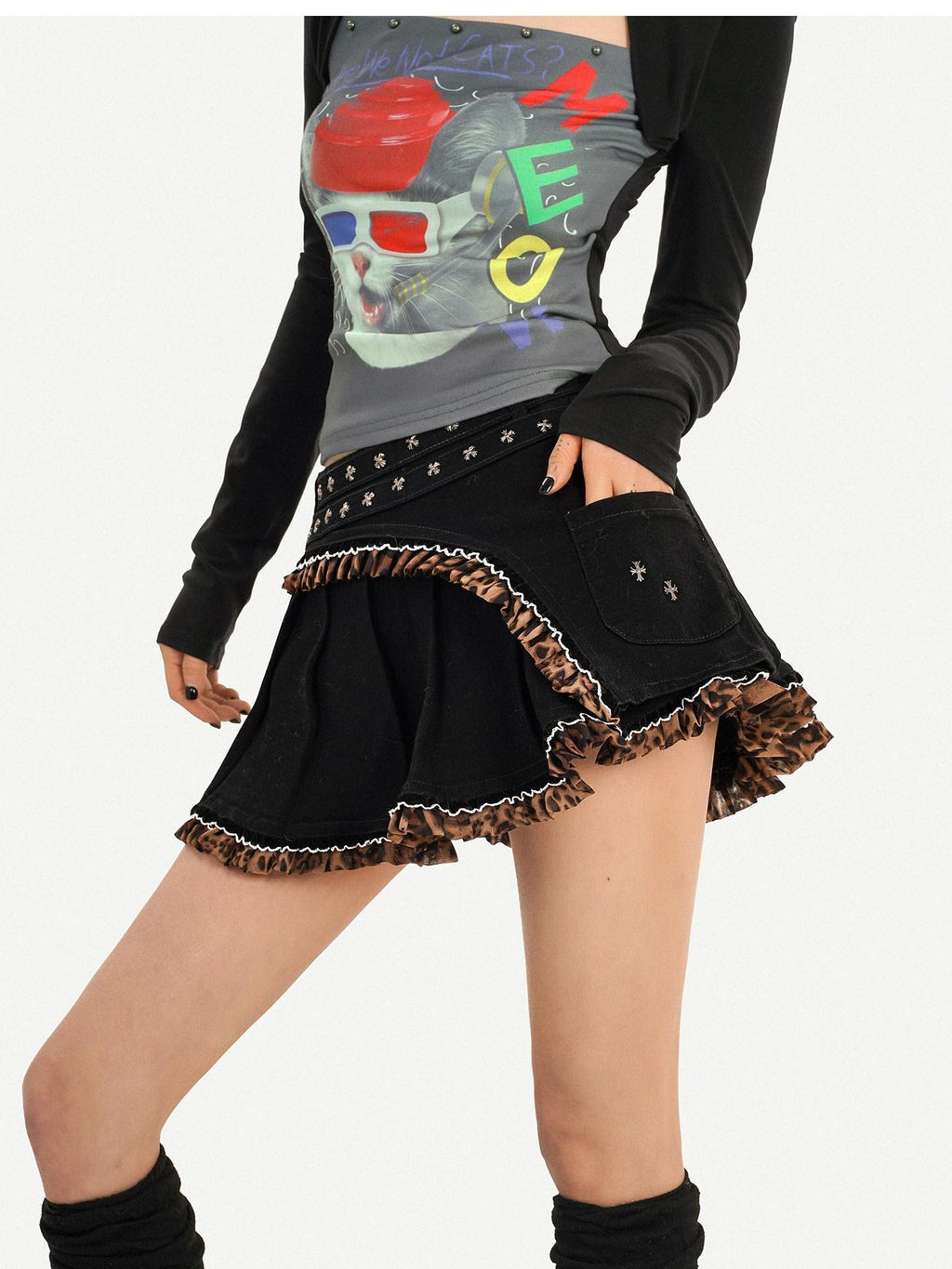 Nico Molly High Waist Frayed Hem Vintage Denim A Line For Women Everyday Black Mini Skirts