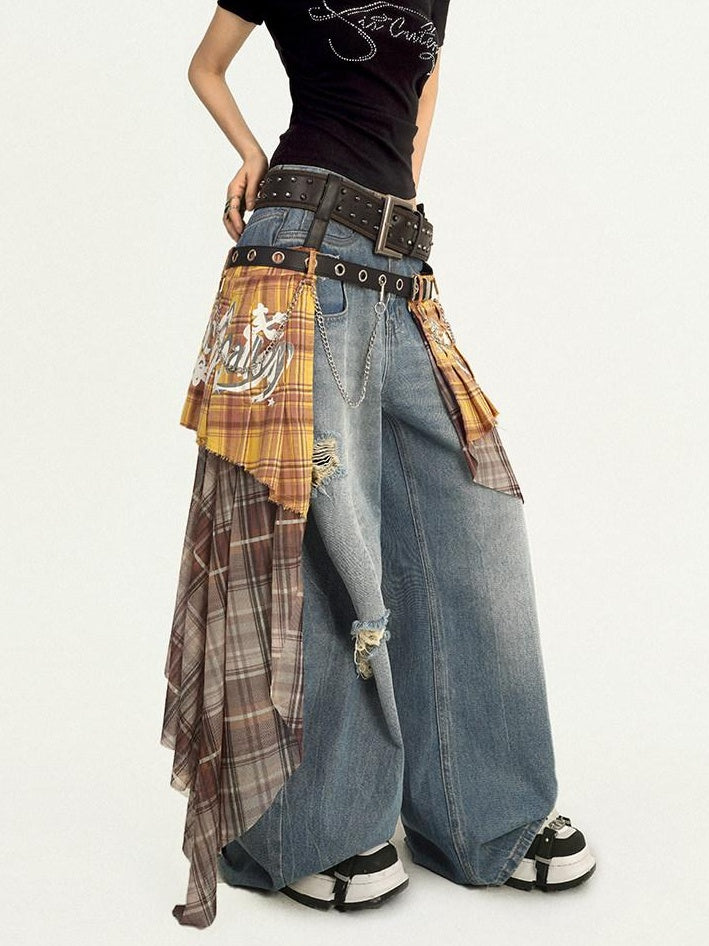 Nico Molly High Waist Light Blue Zipper Fly Casual Loose Fit Womens Wide Leg Jeans