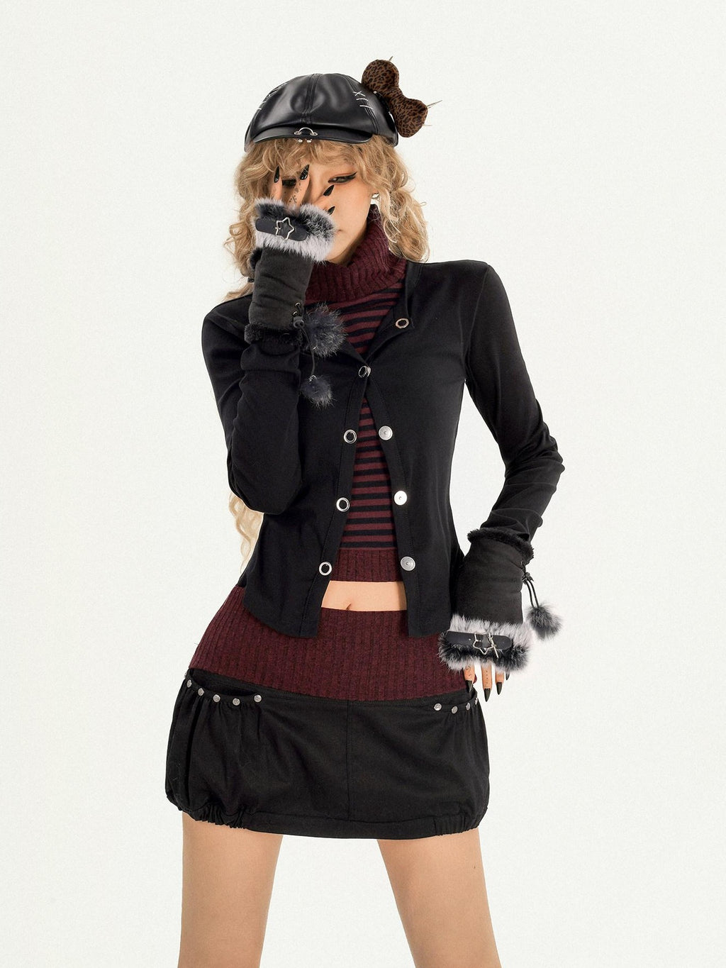 Nico Molly High Waist Lined Black A Line Bubble Skirt Side Zipper College Girl Mini Skirts
