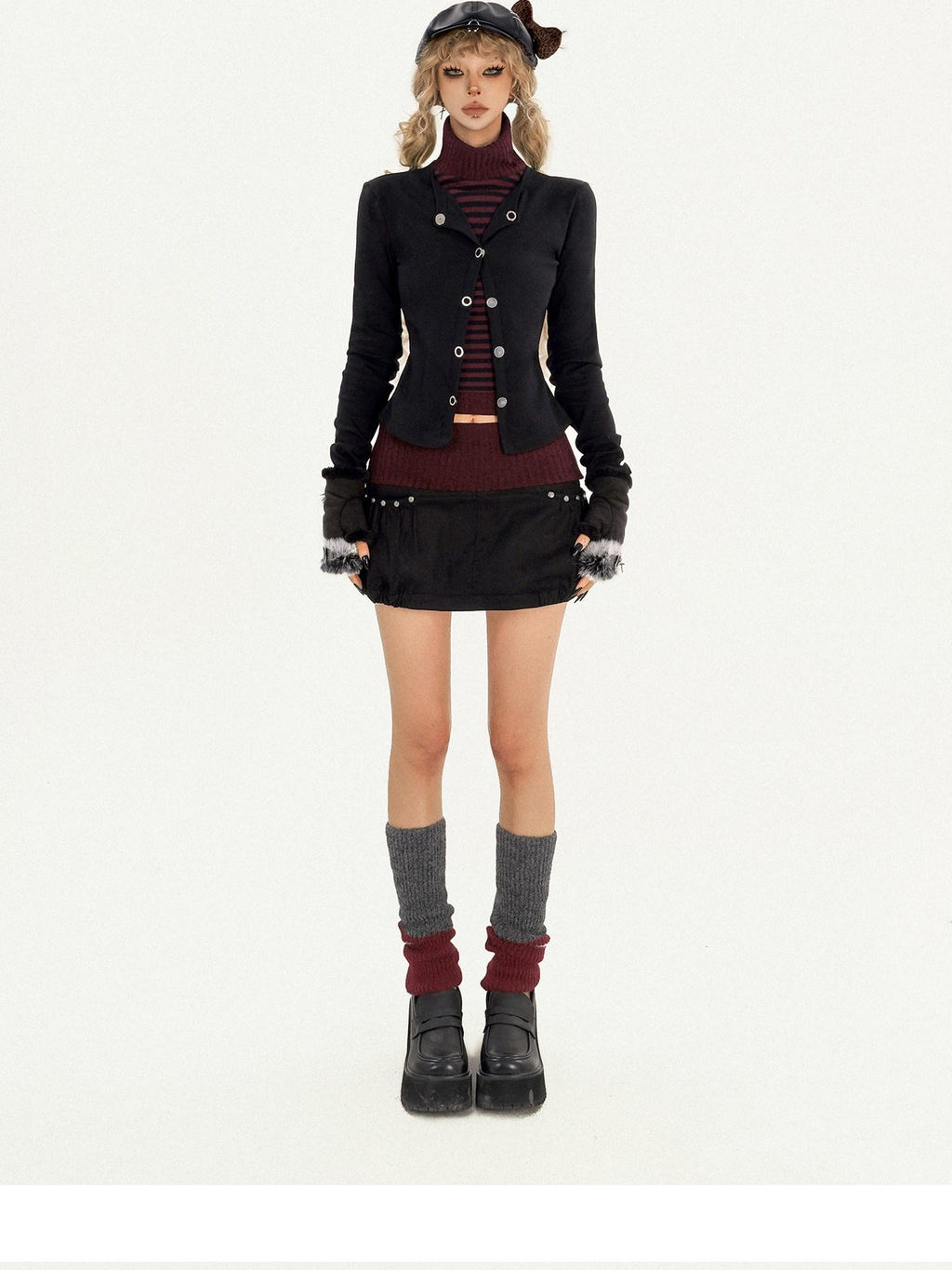 Nico Molly High Waist Lined Black A Line Bubble Skirt Side Zipper College Girl Mini Skirts
