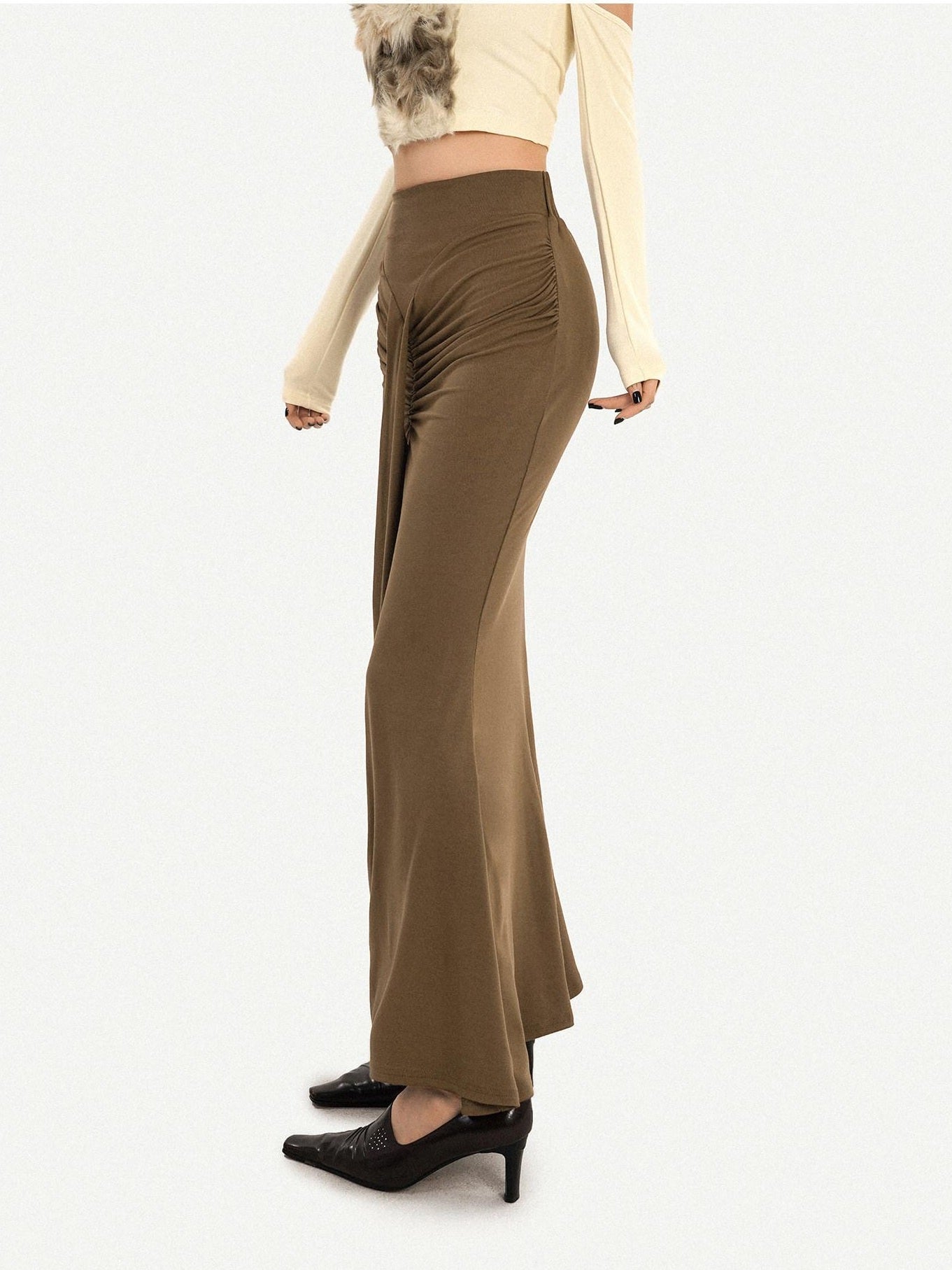 Nico Molly High Waist Pleated Fishtail Slim Street Style Casual Women Travel Maxi Skirts