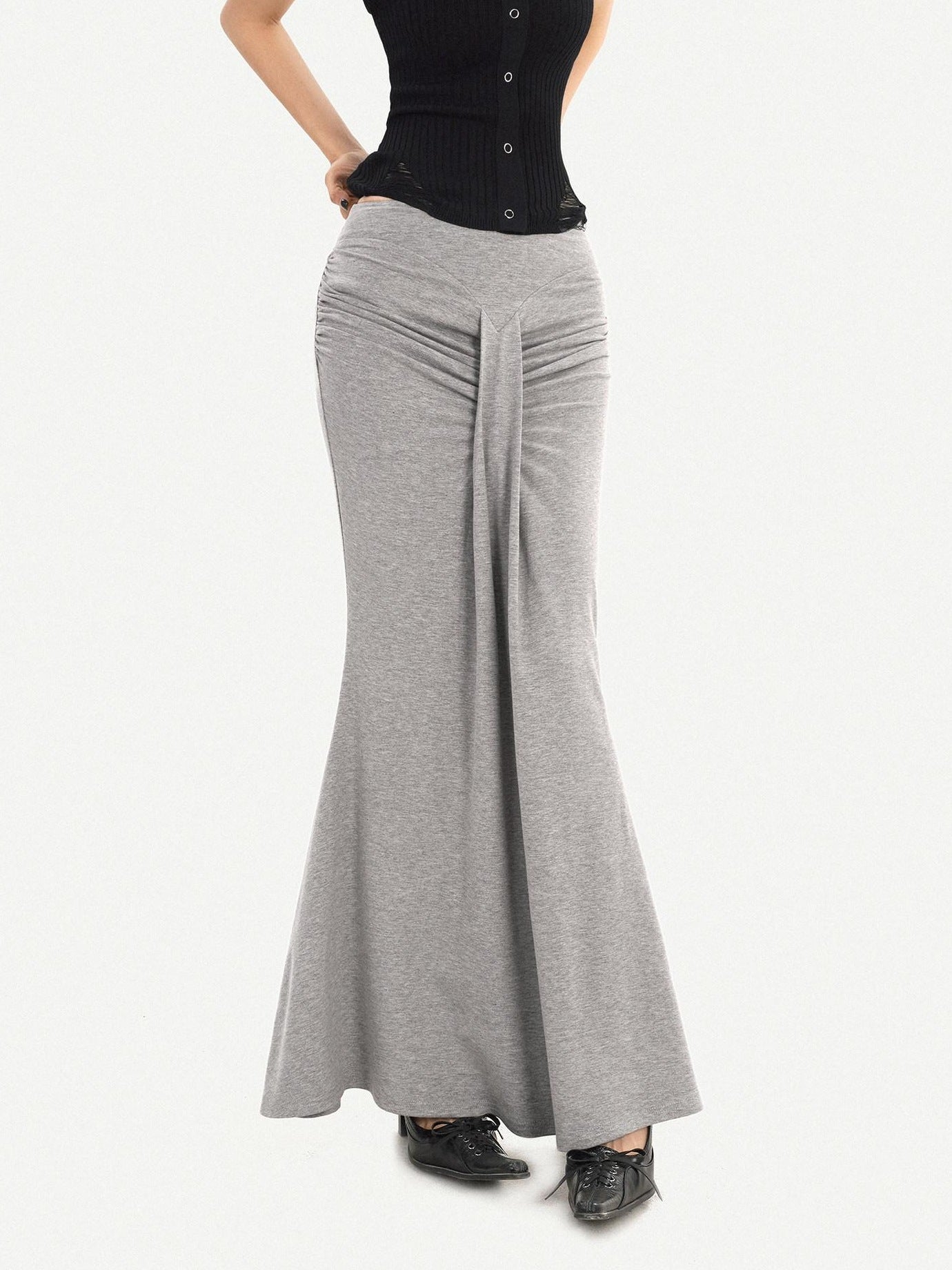 Nico Molly High Waist Pleated Fishtail Slim Street Style Casual Women Travel Maxi Skirts