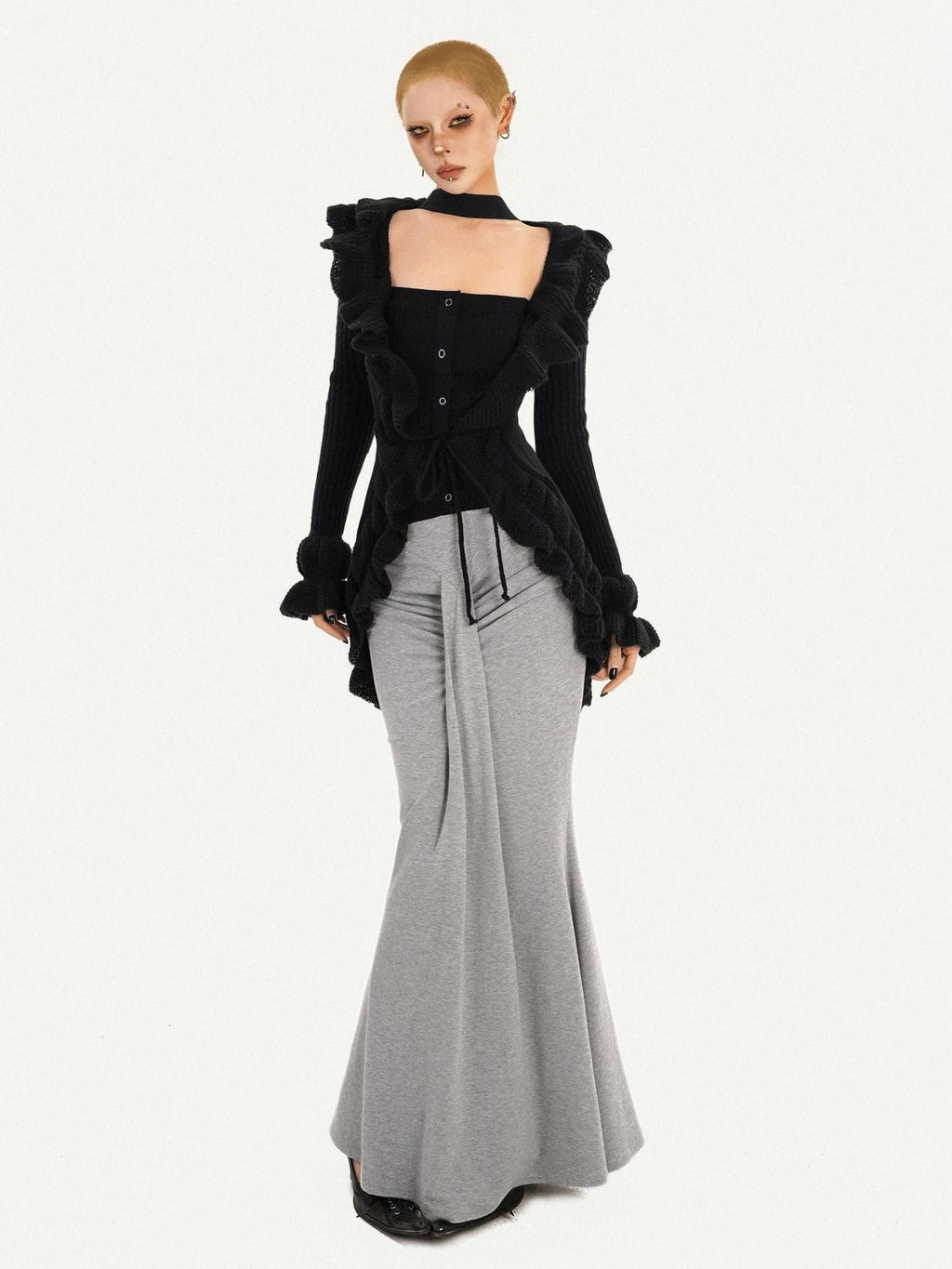 Nico Molly High Waist Pleated Fishtail Slim Street Style Casual Women Travel Maxi Skirts