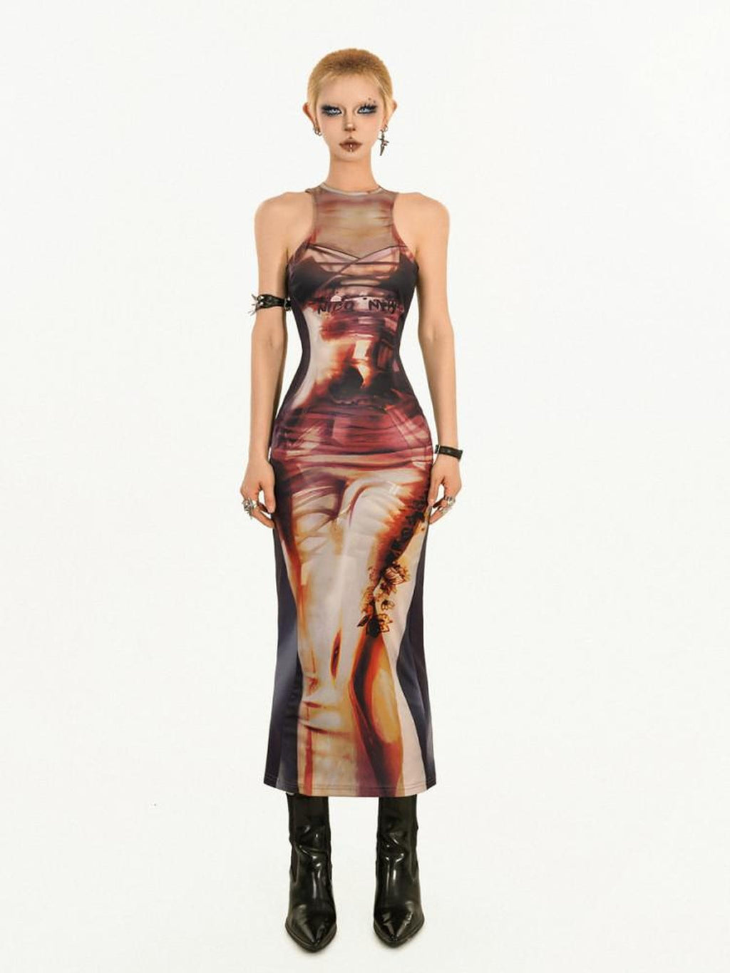 Nico Molly High Waist Slim Halter Street Style Sleeveless Women Bodycon Midi Dresses