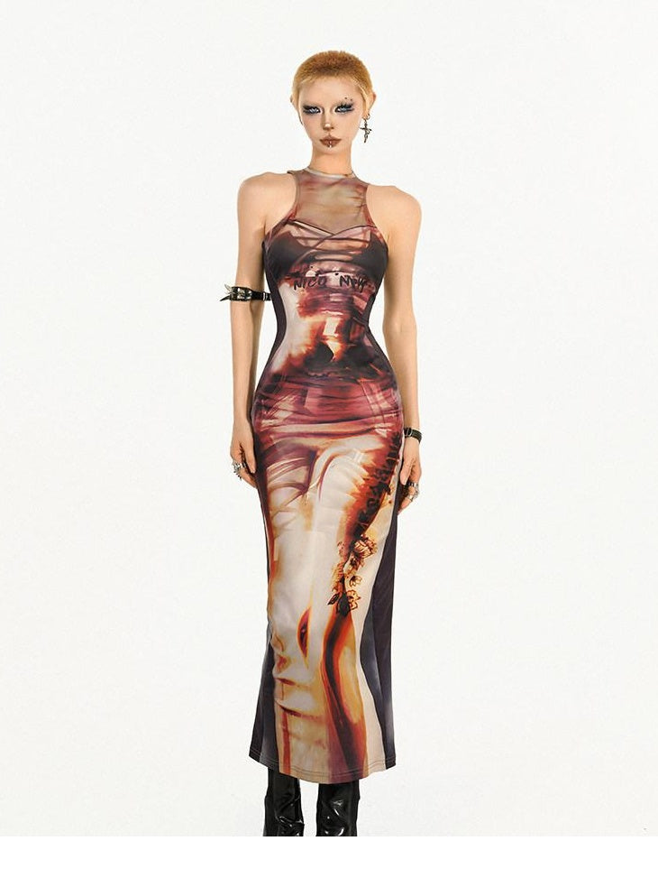 Nico Molly High Waist Slim Halter Street Style Sleeveless Women Bodycon Midi Dresses