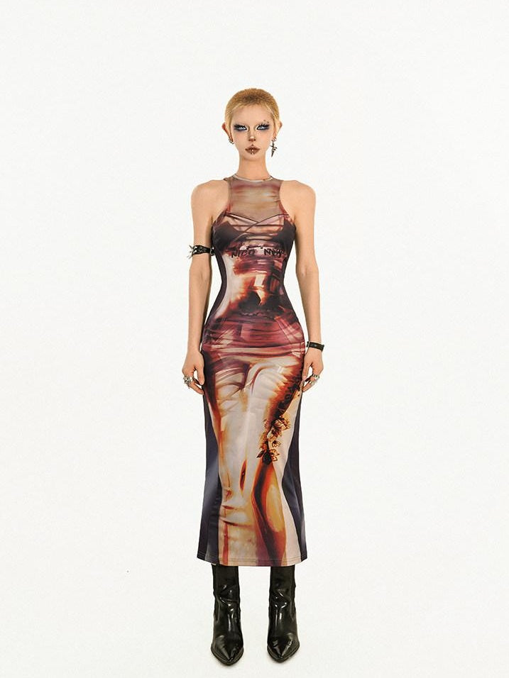 Nico Molly High Waist Slim Halter Street Style Sleeveless Women Bodycon Midi Dresses
