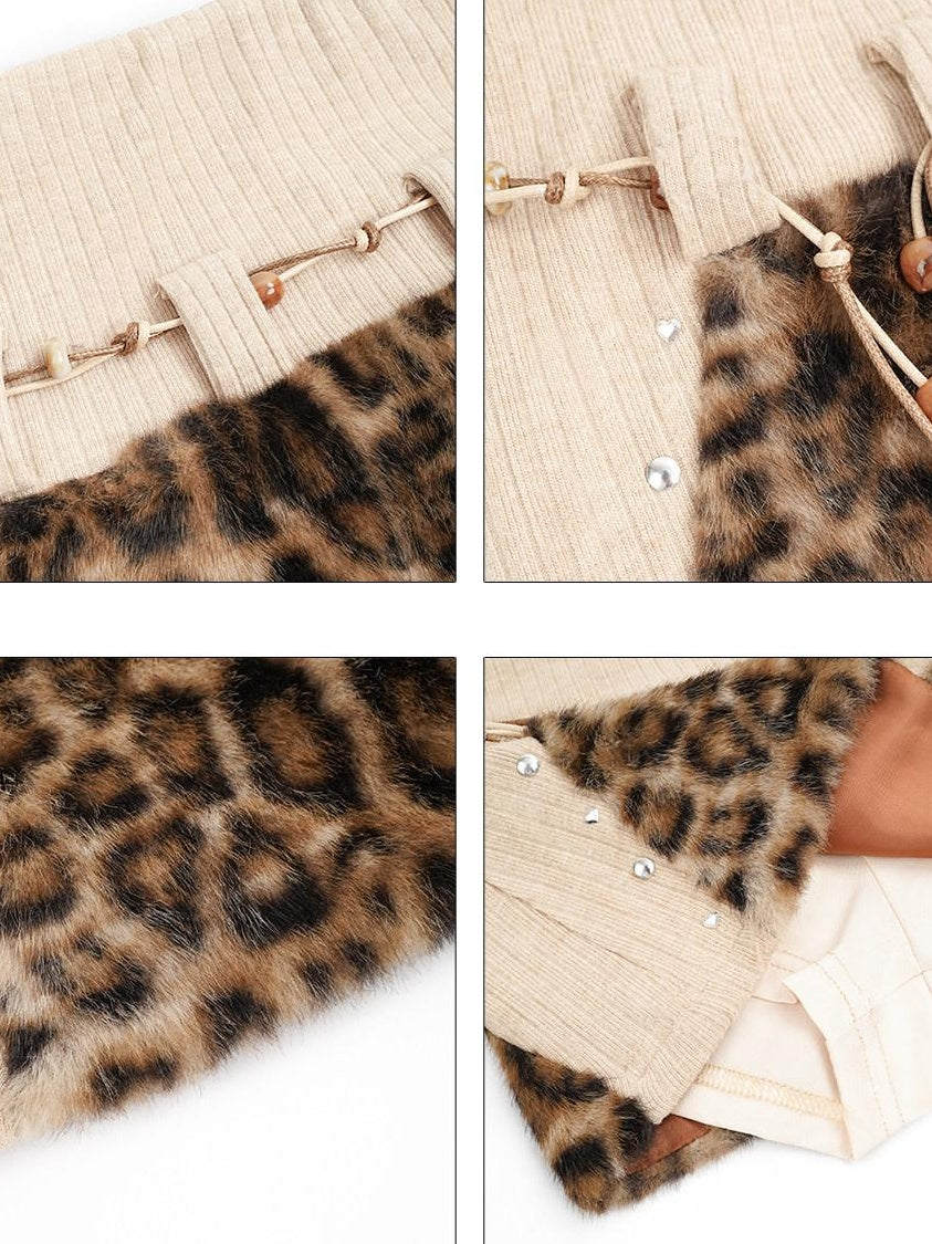 Nico Molly High Waist Vintage Aline Slim Women Everyday Leopard Print Mini Skirts