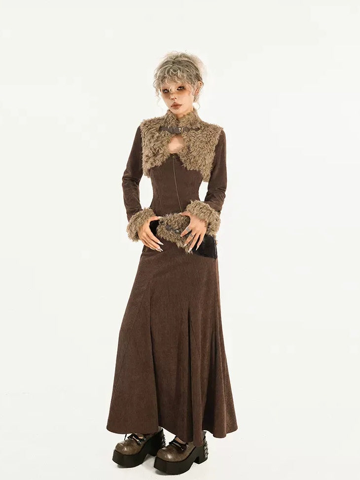 Nico Molly High Waist Wool Fishtail Streetwear Euro Young Women Brown Midi Skirts