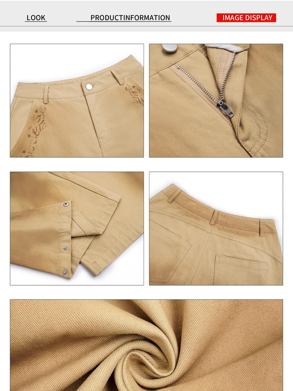 Nico Molly High Waisted Cargo Style Button Front Khaki Straight Leg Women Wide Leg Pants