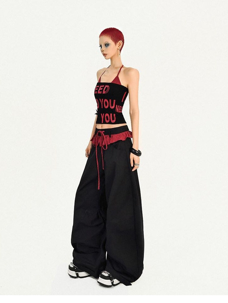 Nico Molly Letter Print Cotton Blend Streetwear Halter Slim Fit Women Camisoles