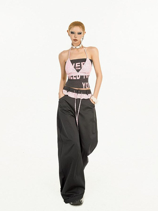 Nico Molly Letter Print Cotton Blend Streetwear Halter Slim Fit Women Camisoles