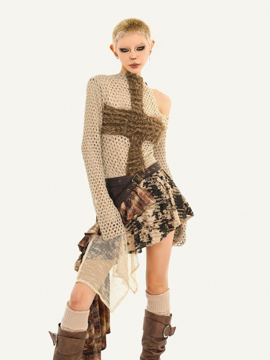 Nico_Molly_Long_Sleeve_Crewneck_Two_Piece_Casual_Khaki_Skirt_Top_&_Skirt_Sets_MISSTT