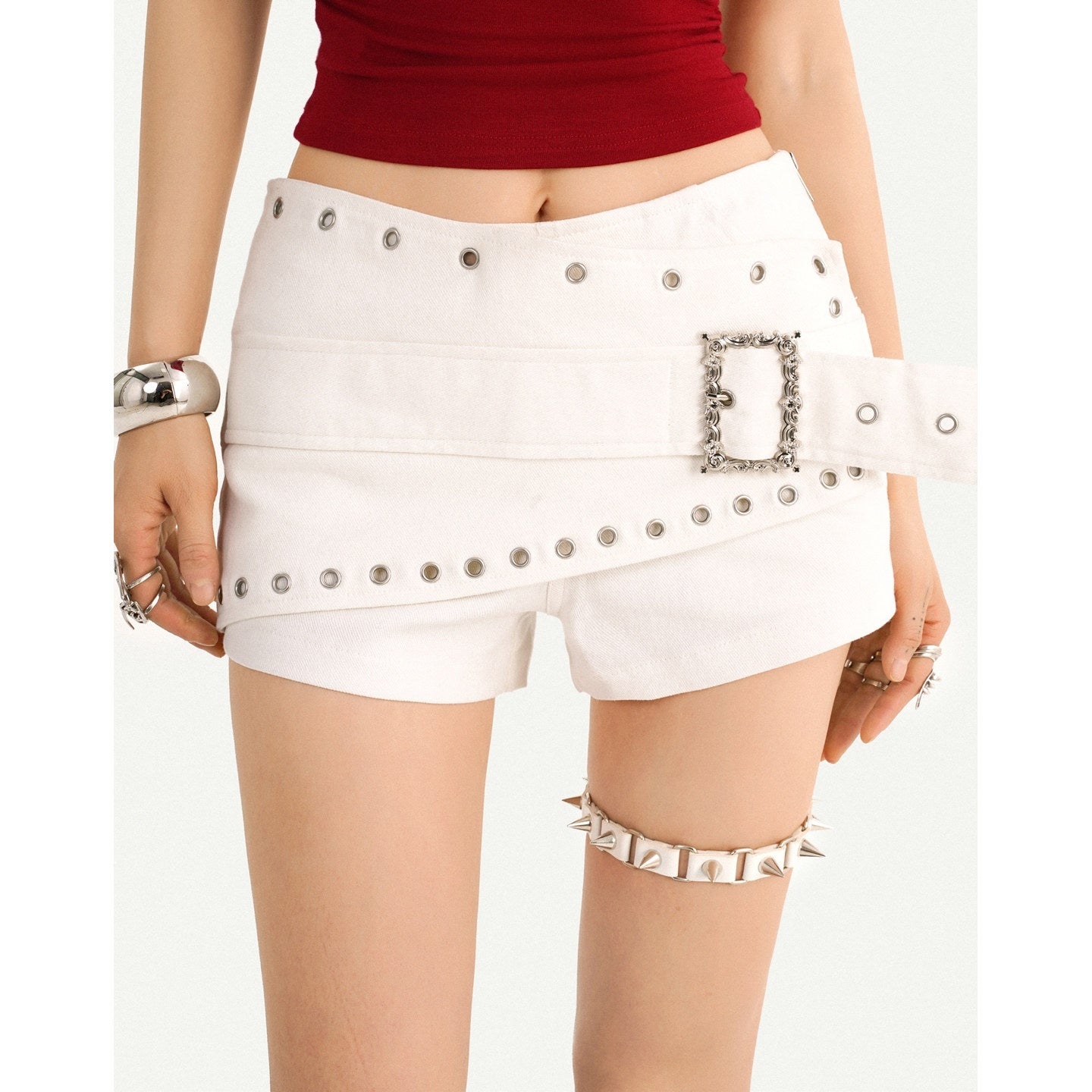 Nico_Molly_Low_Rise_Slim_Punk_Rivet_Pocket_Metal_Stretch_Cotton_Zip_Button_Mini_Shorts_MISSTT