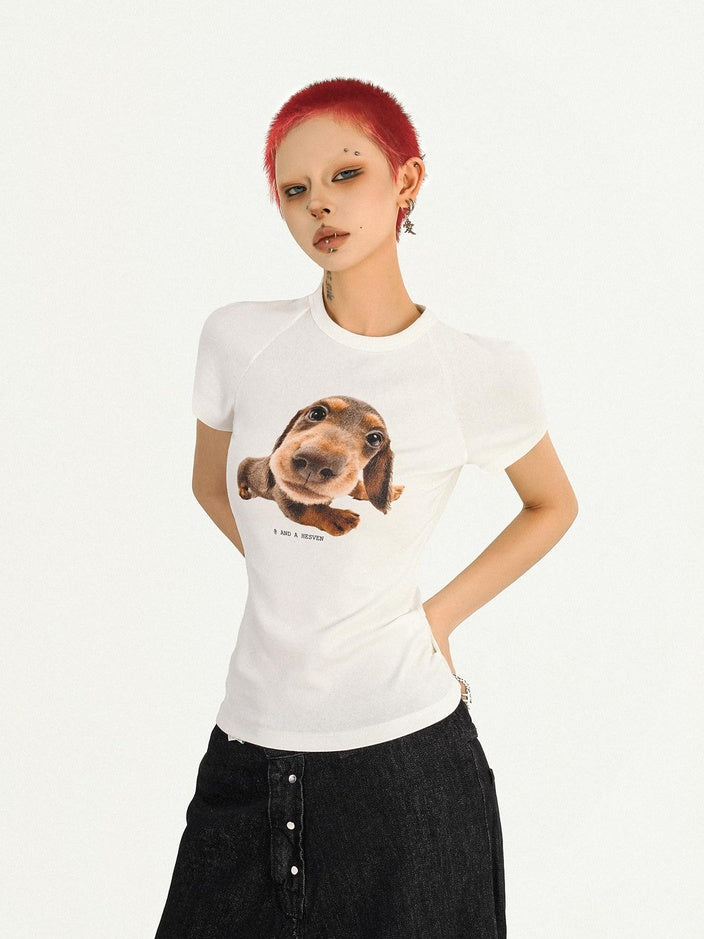 Nico Molly Moisture Wicking Streetwear Slim Animal Print Crop Women Short Sleeve T-Shirts
