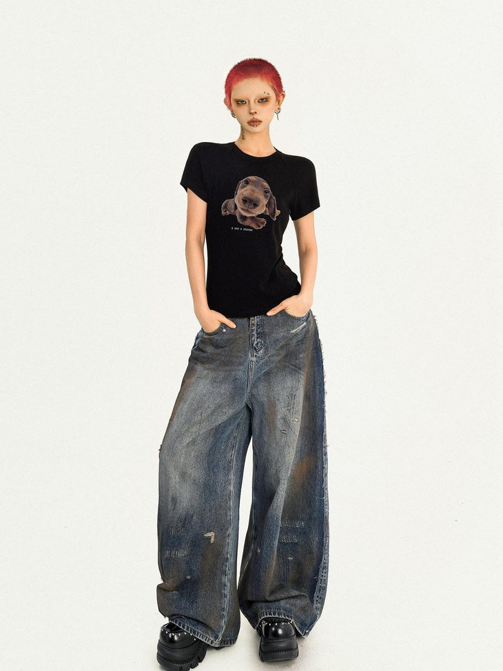 Nico Molly Moisture Wicking Streetwear Slim Animal Print Crop Women Short Sleeve T-Shirts