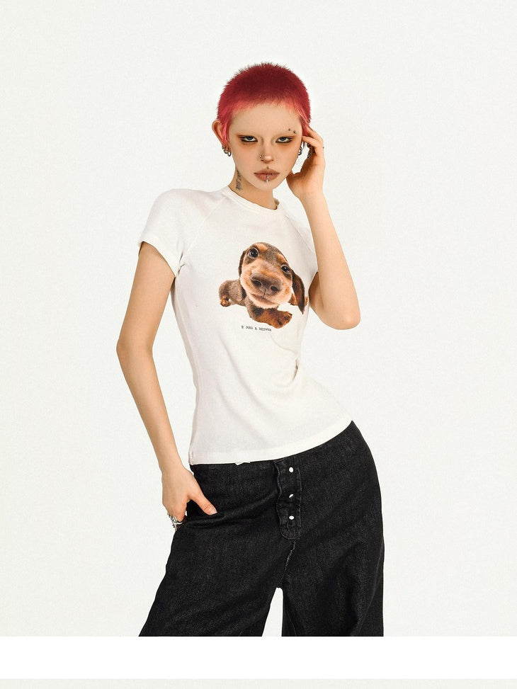 Nico Molly Moisture Wicking Streetwear Slim Animal Print Crop Women Short Sleeve T-Shirts