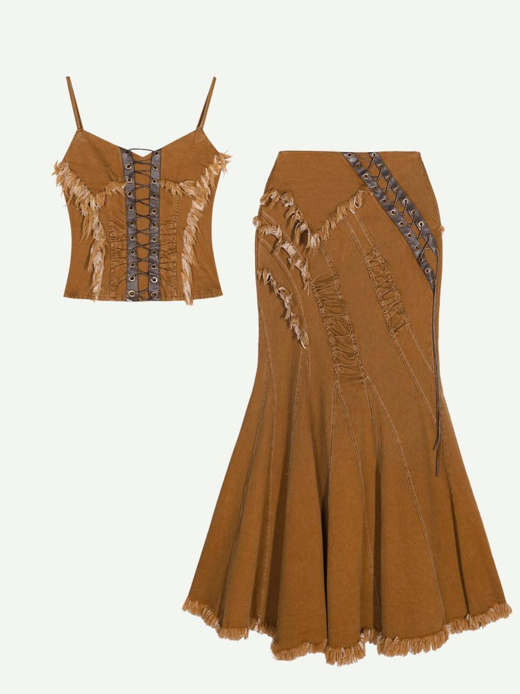 Nico Molly Mustard V-neck Short Sleeve Two Piece Chic For Young Women Top & Skirt Sets