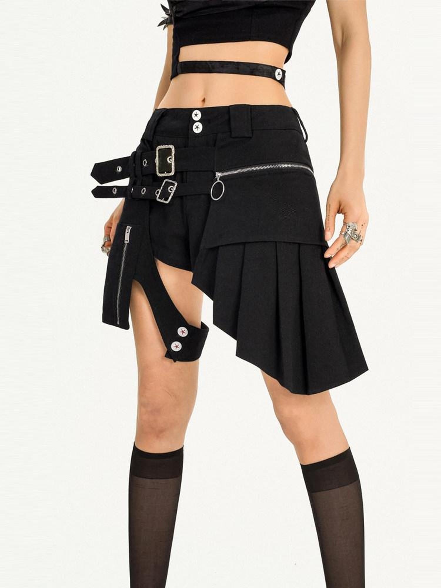 Nico Molly Original Black Tube Top Natural Waist Straight Shorts Women Top & Shorts Sets
