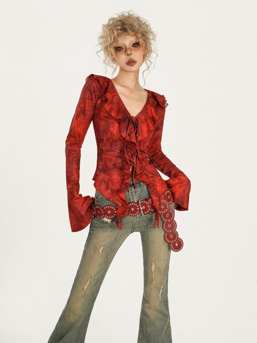 Nico_Molly_Original_Design_Colorfast_Slim_Fit_V-neck_Bell_Sleeve_Tie_Dye_Blouses_MISSTT