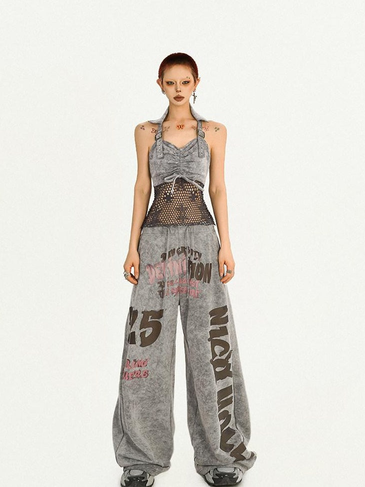 Nico Molly Original Design Fitted Mesh Halter With Built In Padding Women Grey Camisoles