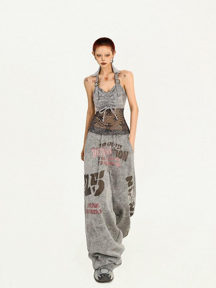 Nico Molly Original Design Fitted Mesh Halter With Built In Padding Women Grey Camisoles