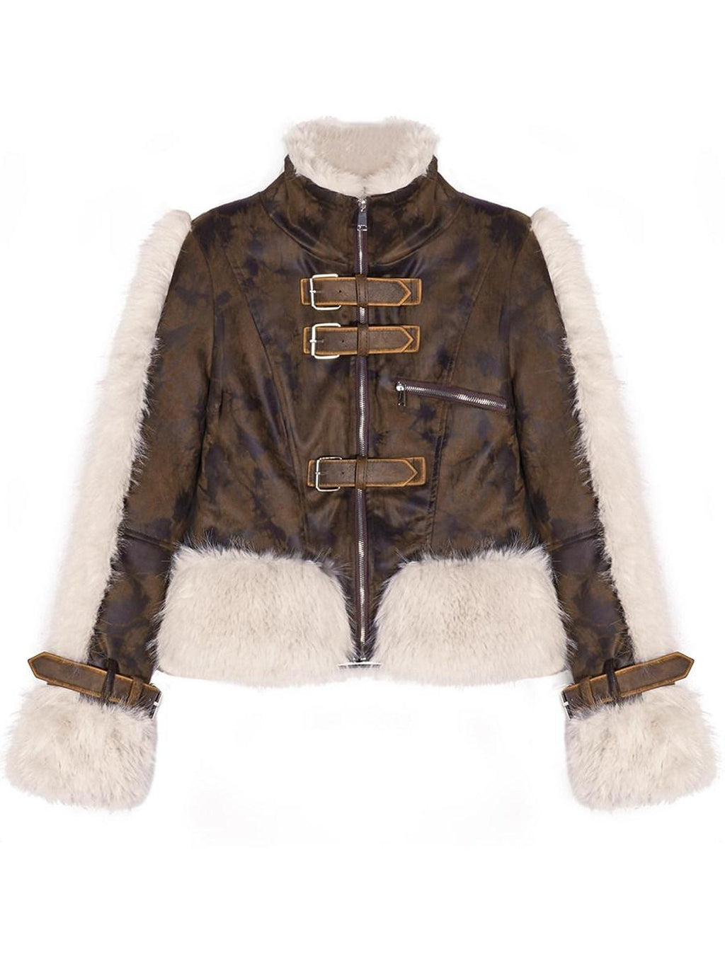 Nico Molly Original Design Slim Fit Cropped Zipper Pocket Women Coffee Leather Jackets