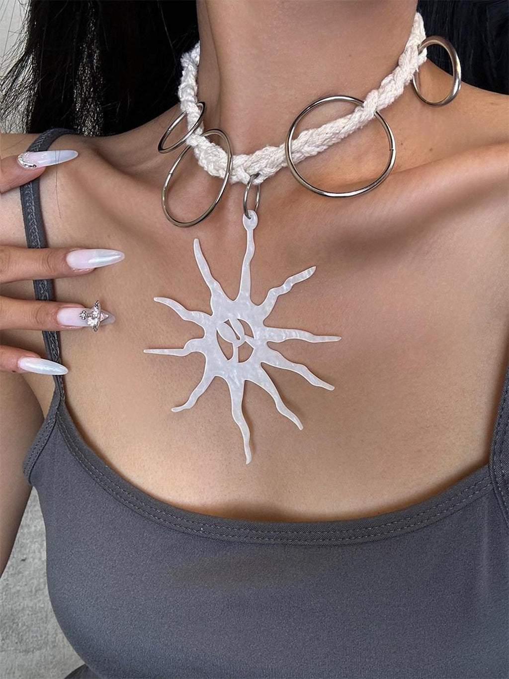 Nico Molly Original Design Twisted Rope Chain Alloy Pendant Choker Women Necklaces