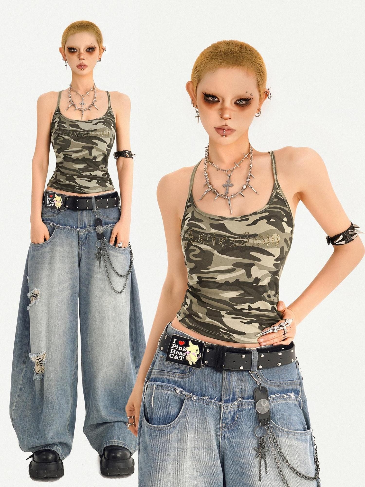 Nico Molly Padded Cropped Street Slim Fit Women Camo Short Pullover Camisoles