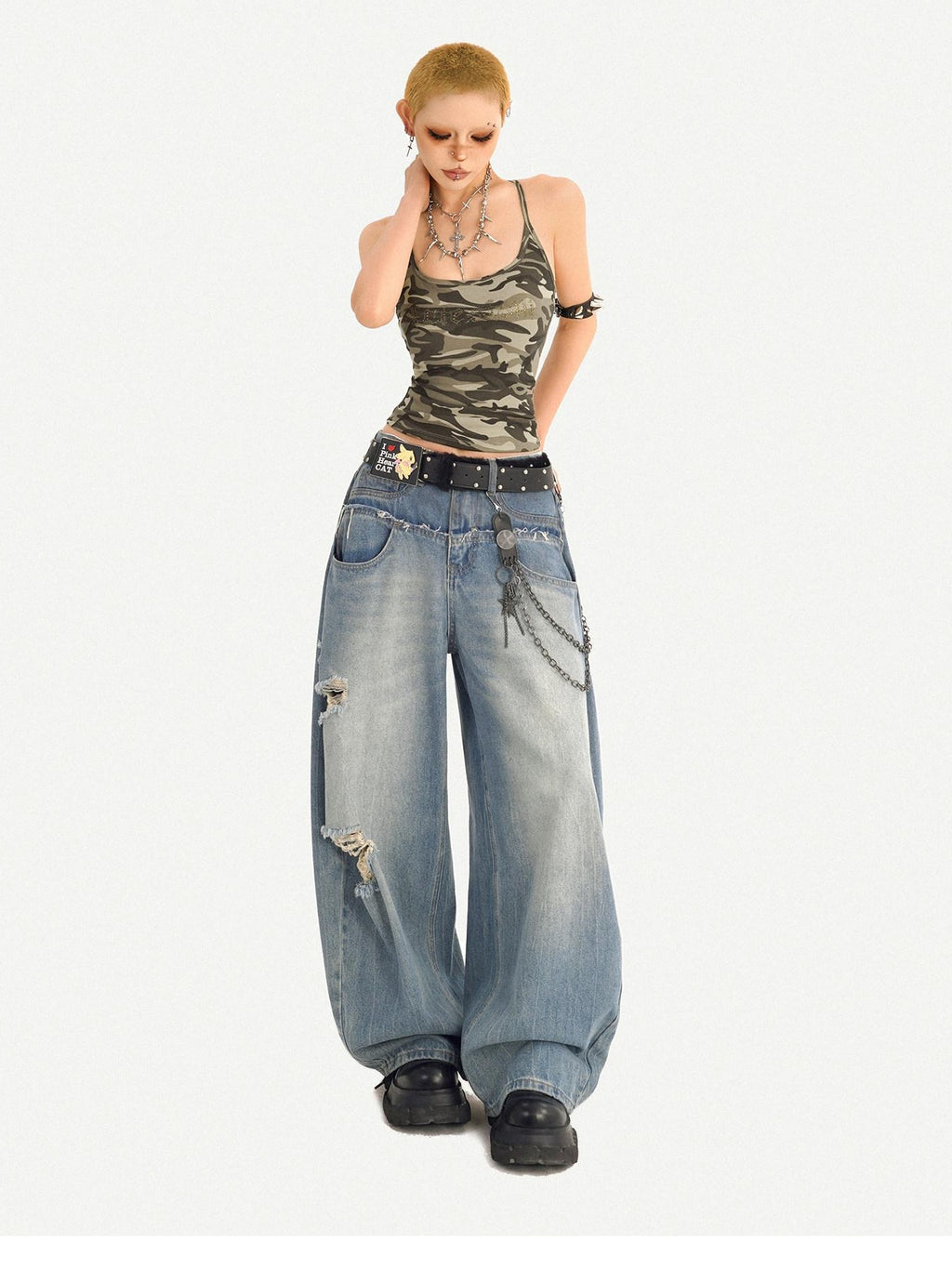 Nico Molly Padded Cropped Street Slim Fit Women Camo Short Pullover Camisoles