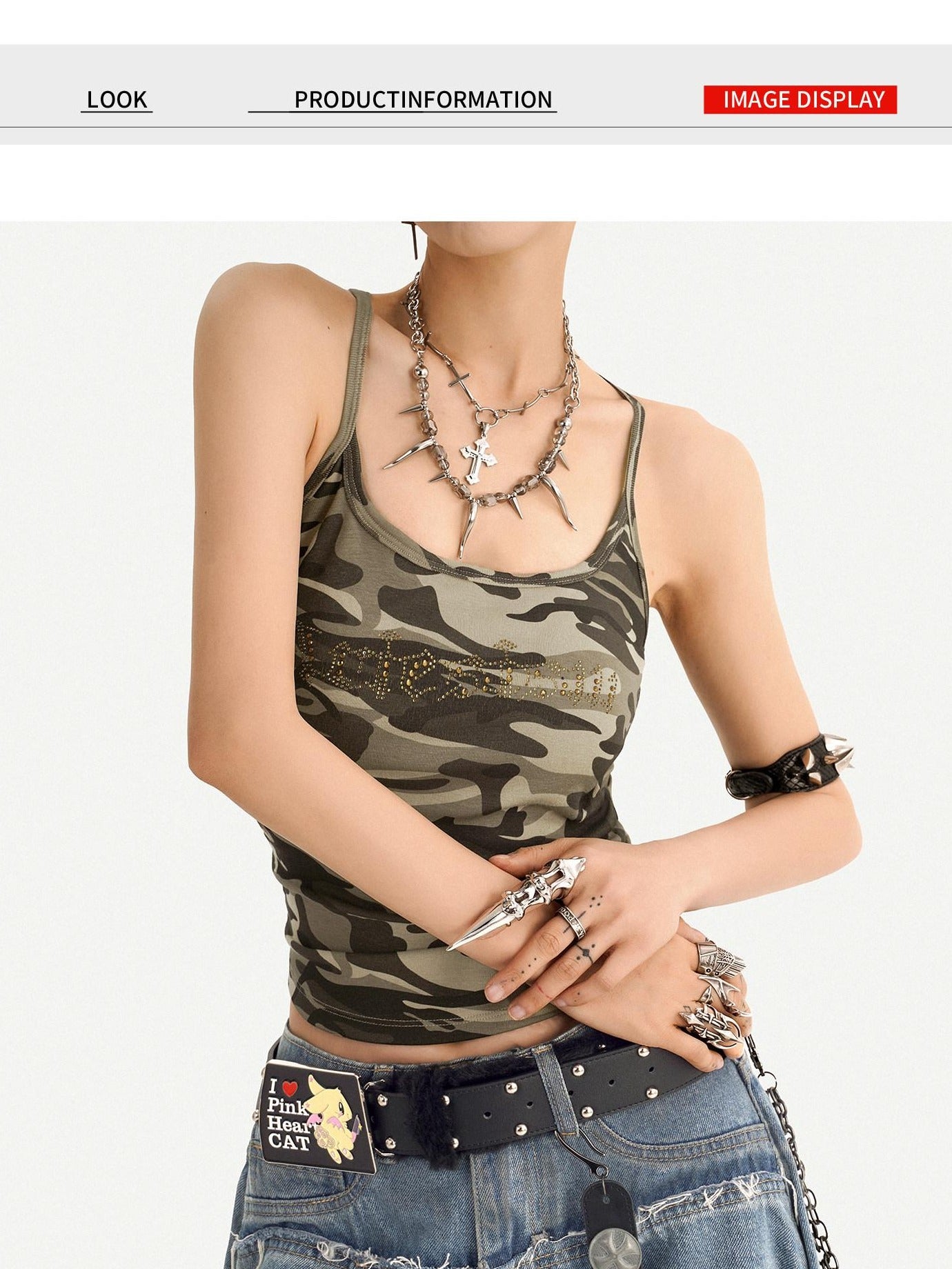 Nico Molly Padded Cropped Street Slim Fit Women Camo Short Pullover Camisoles