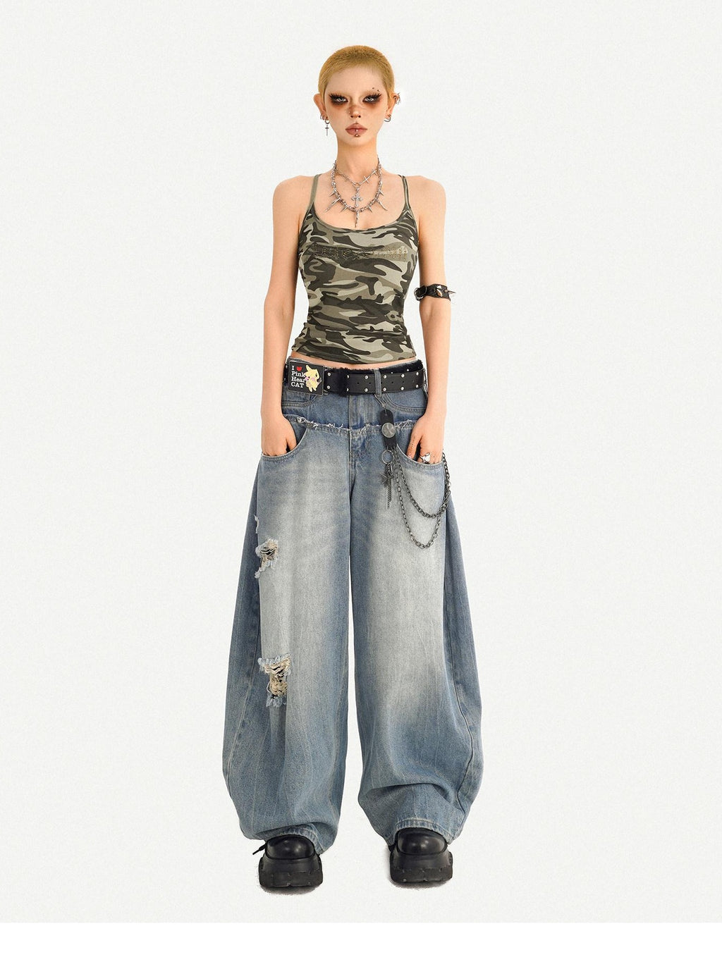 Nico Molly Padded Cropped Street Slim Fit Women Camo Short Pullover Camisoles