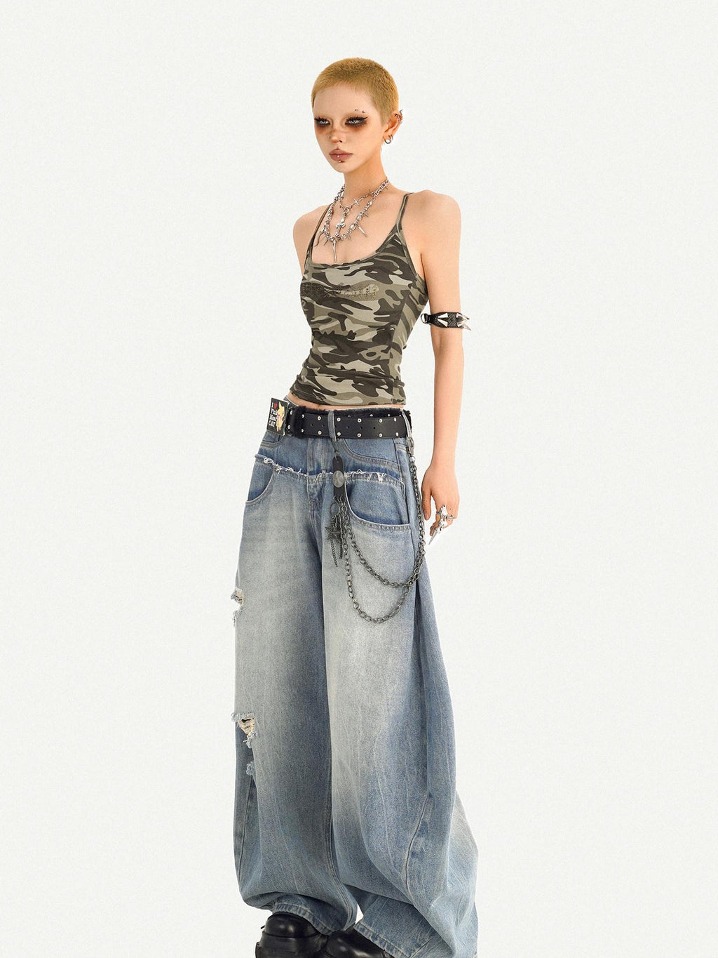 Nico Molly Padded Cropped Street Slim Fit Women Camo Short Pullover Camisoles